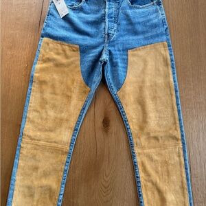 Polo by Ralph Lauren Tan Suede and Denim Jeans